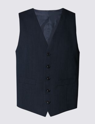 Blue Slim Fit 5 Button Waistcoat